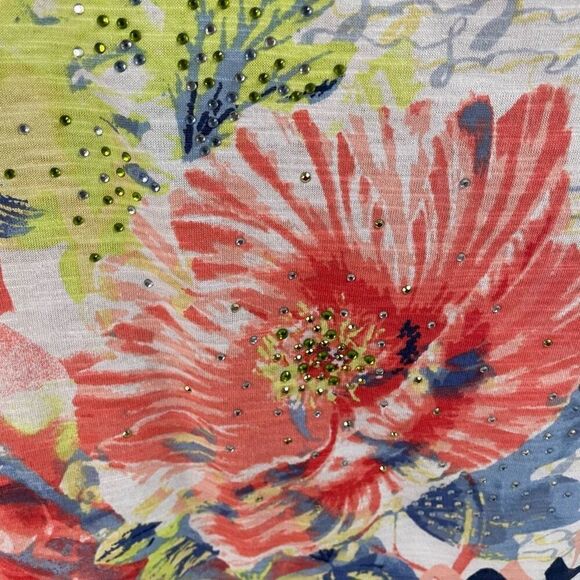 HEARTS OF PALM Womens Floral Tropical Embellished  Cottagecore Top Sz Small NWT - Picture 4 of 6
